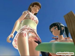 3D Japanese animated shemale gets handjob