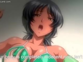 Bystiga animen tonårs i sexig baddräkt jizzed part6
